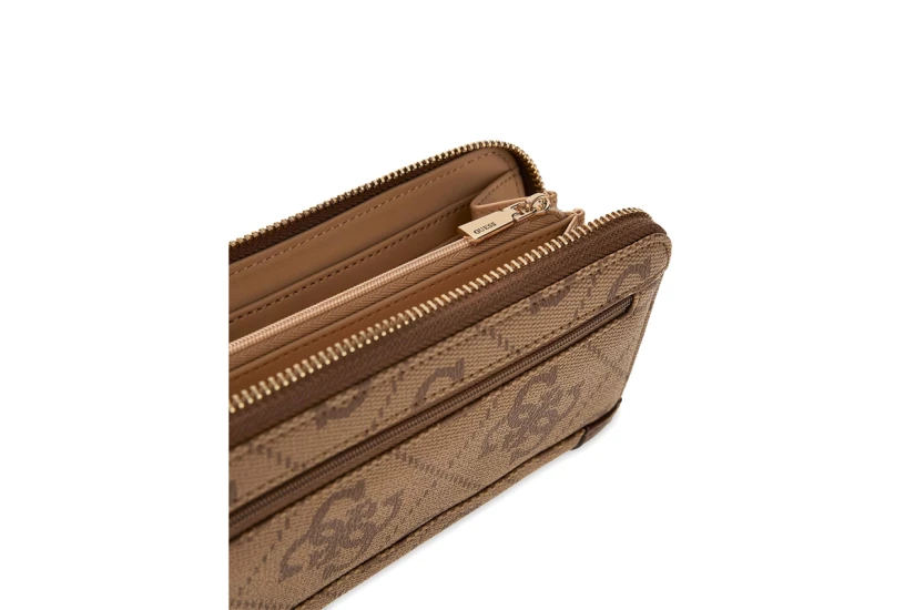 Guess Karnilla 4G Maxi Γυναικείο Πορτοφόλι Μπεζ, Ταμπά, Χρυσό