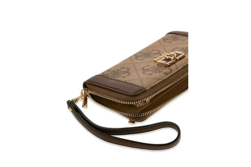 Guess Karnilla 4G Maxi Γυναικείο Πορτοφόλι Μπεζ, Ταμπά, Χρυσό