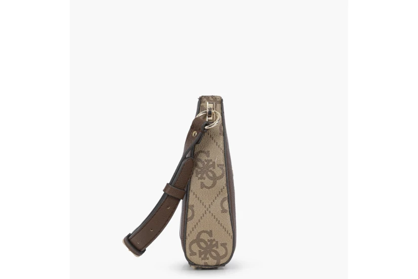 Guess Karnilla Logo Τσάντα Ώμου Μπεζ, Ταμπά, Χρυσό