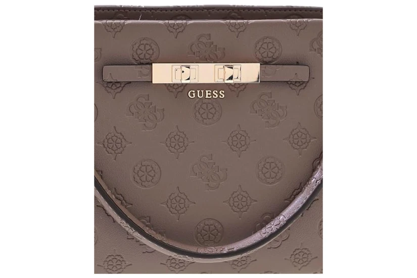 Guess Carmella 3 Comp Satchel Τσάντα Ώμου - Χειρός (PD222505 TAUPE LOGO)