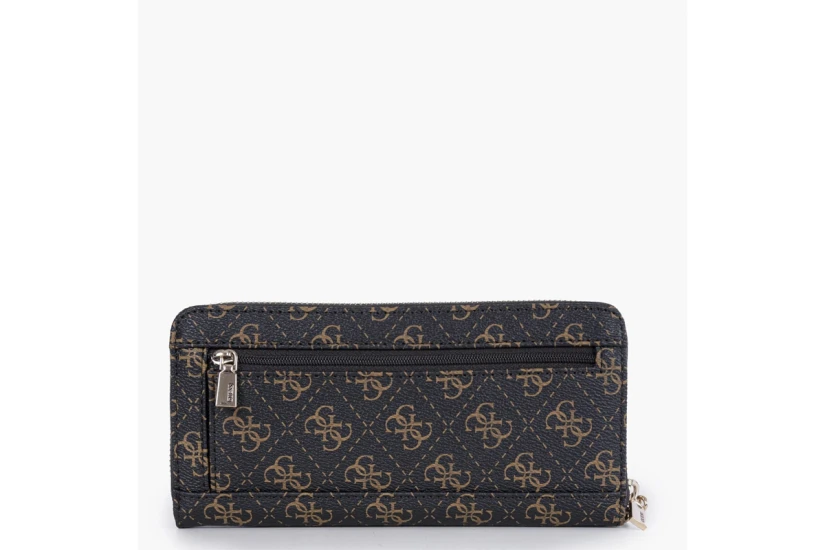Guess Laurel 4G Logo Maxi Γυναικείο Πορτοφόλι Καφέ, Μπεζ, Χρυσό