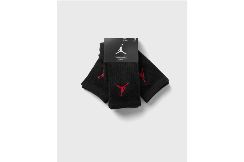 Jordan Cushioned Crew Παιδικές Ψηλές Kάλτσες Μαύρες 3 Τεμάχια