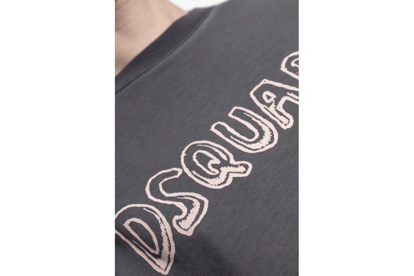 Dsquared2 Best Fade Cartoon Logo Ανδρικό Κοντομάνικο T-Shirt Γκρι Σκούρο