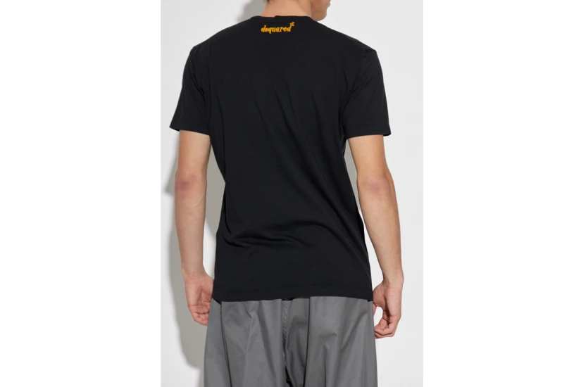 Dsquared2 Ανδρικό Κοντομάνικο T-Shirt Μαύρο, Μουσταρδί