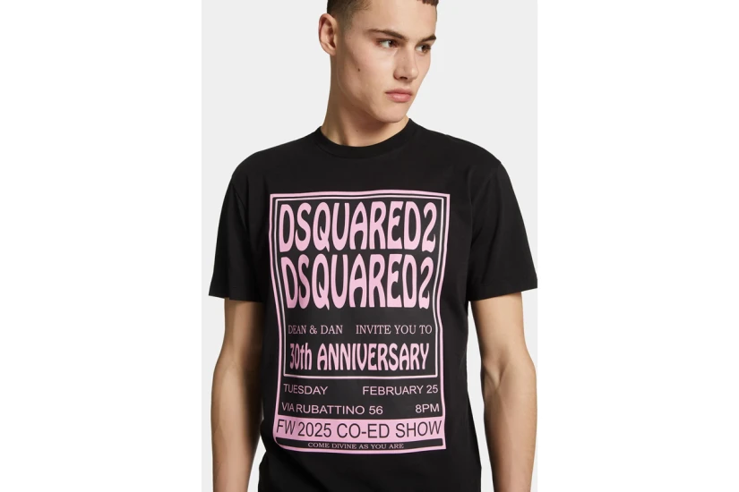 Dsquared2 Cool Fit Fashion Show Ανδρικό Κοντομάνικο T-Shirt Μαύρο, Ροζ
