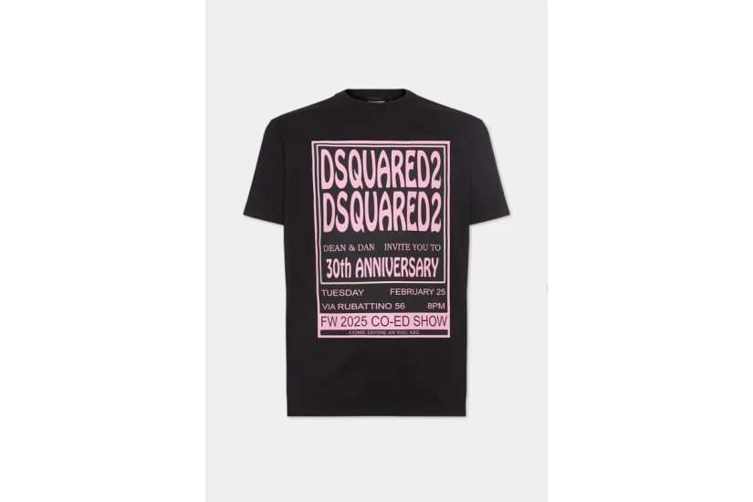Dsquared2 Cool Fit Fashion Show Ανδρικό Κοντομάνικο T-Shirt Μαύρο, Ροζ