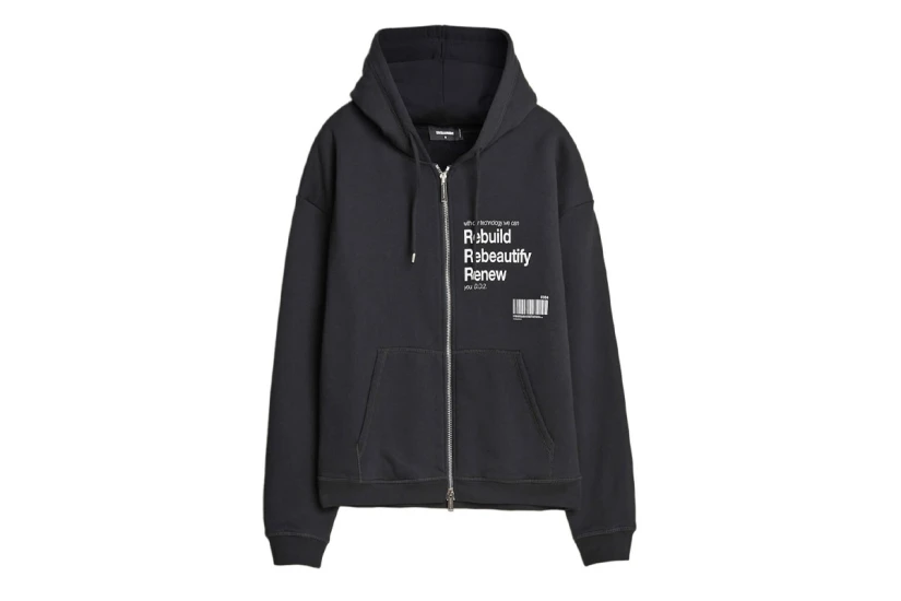 Dsquared2 Relax Fit Zipped Ανδρική Ζακέτα Με Κουκούλα Μαύρη