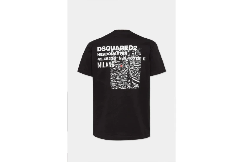 Dsquared2 Ceresio Map Cool Fit Ανδρικό Κοντομάνικο T-Shirt Μαύρο