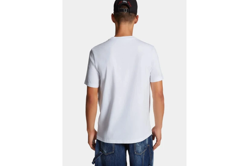 Dsquared2 Regular Fit Embroidered Neck Ανδρικό T-Shirt Λευκό