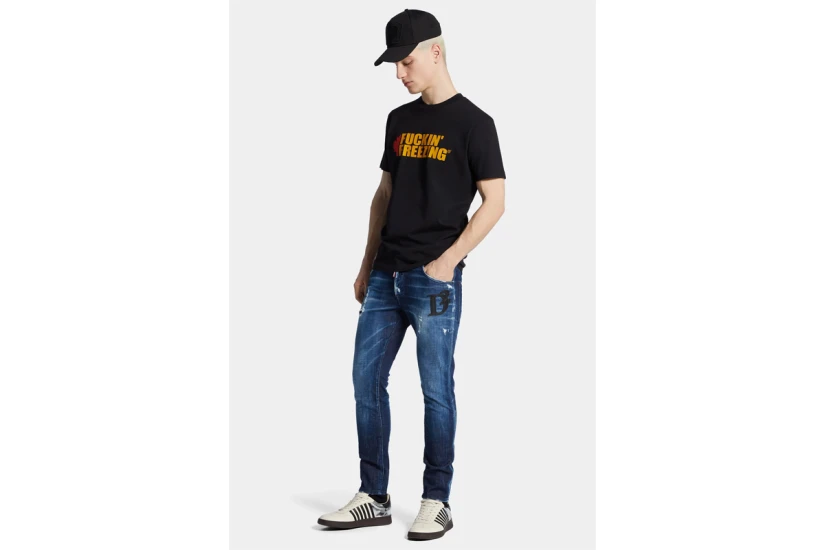 Dsquared2 Cool Fit Slogan Ανδρικό Κοντομάνικο T-Shirt Μαύρο