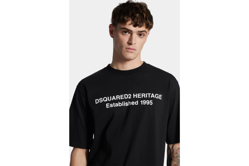 Dsquared2 Loose Fit Heritage Ανδρικό Κοντομάνικο T-Shirt Μαύρο