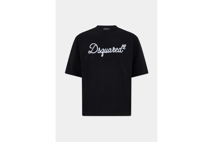 Dsquared2 Embroidered Loose Fit Ανδρικό Κοντομάνικο T-Shirt Μαύρο