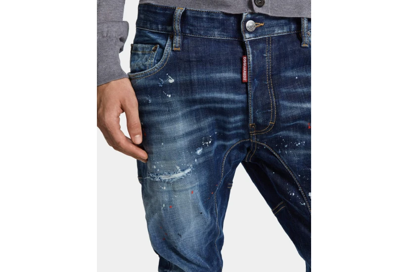 Dsquared2 Ανδρικό Biker Τζιν Παντελόνι Μπλε Σκούρο