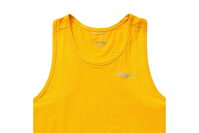 Saucony Stopwatch Singlet Ανδρική Αμάνικη Μπλούζα Μουσταρδί