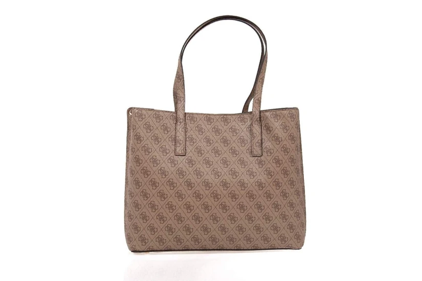 Guess Meridian II 4G Logo Γυναικεία Τσάντα Tote Καφέ, Μπεζ
