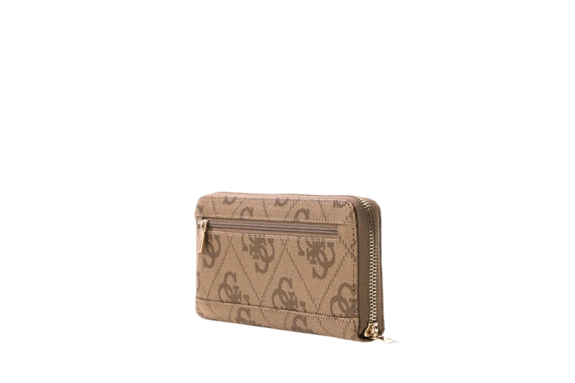 Guess Laurel 4G Logo Γυναικείο Πορτοφόλι Μπεζ, Καφέ, Χρυσό