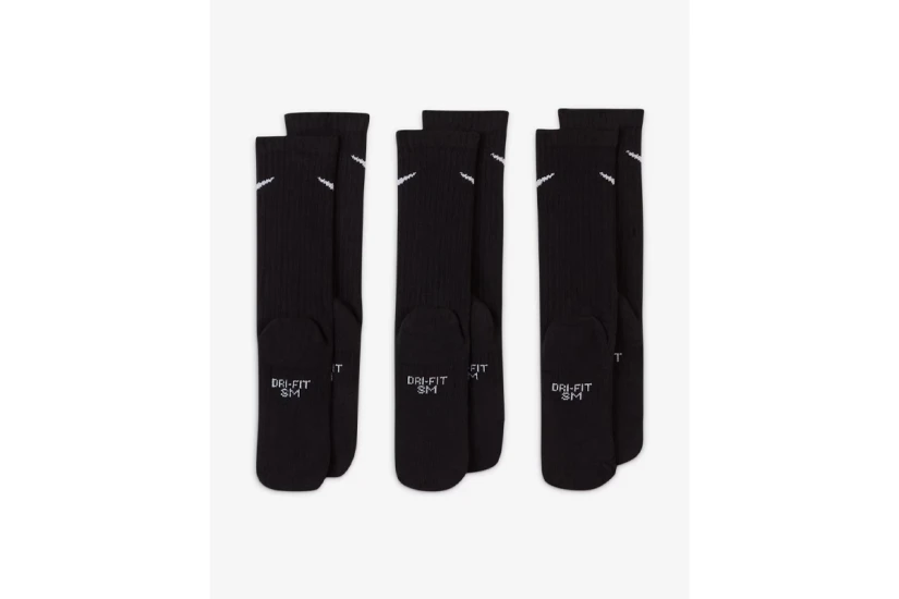 Nike Dri-FIT Everyday Cushioned Ψηλές Κάλτσες Μαύρες 3 Ζευγάρια
