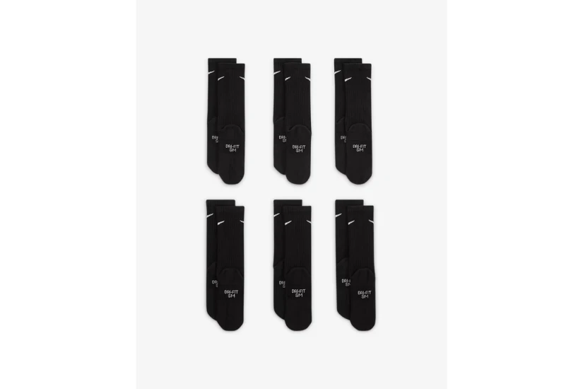 Nike Dri-FIT Everyday Cushioned Ψηλές Κάλτσες Μαύρες 6 Ζευγάρια
