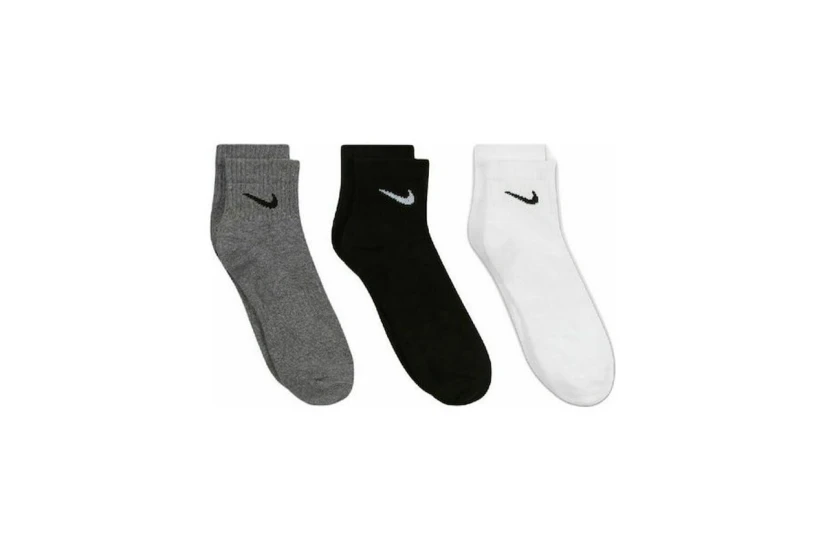 Nike Dri-FIT Everyday Lightweight Unisex Κοντές Κάλτσες Λευκές, Μαύρες, Γκρι 3 Ζευγάρια