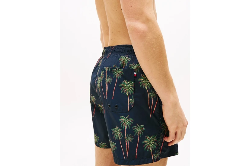 Tommy Jeans Medium Drawstring Print Ανδρικό Μαγιό Σορτς Μπλε Σκούρο
