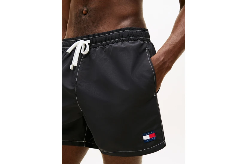 Tommy Jeans Heritage Logo Mid Length Ανδρικό Μαγιό Σορτς Μαύρο