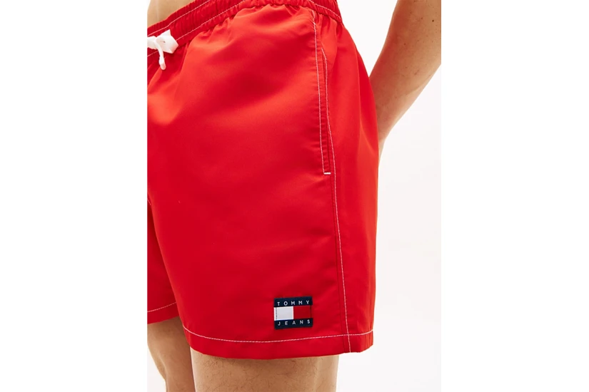 Tommy Jeans Heritage Logo Mid Length Ανδρικό Μαγιό Σορτς Κόκκινο