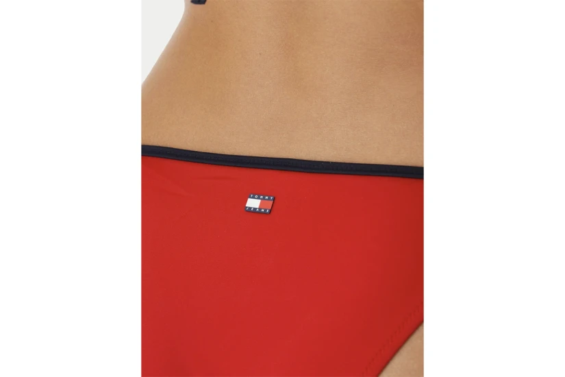 Tommy Jeans V String Side Tie Γυναικείο Μαγιό Bikini Bottom Μπλε Σκούρο, Κόκκινο