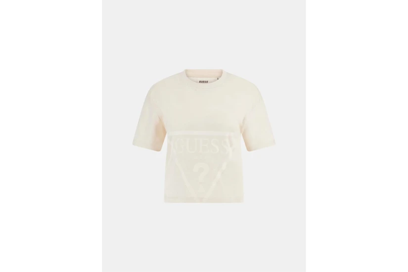 Guess Adele Γυναικείο Κοντομάνικο Crop Top Μπεζ, Καφέ