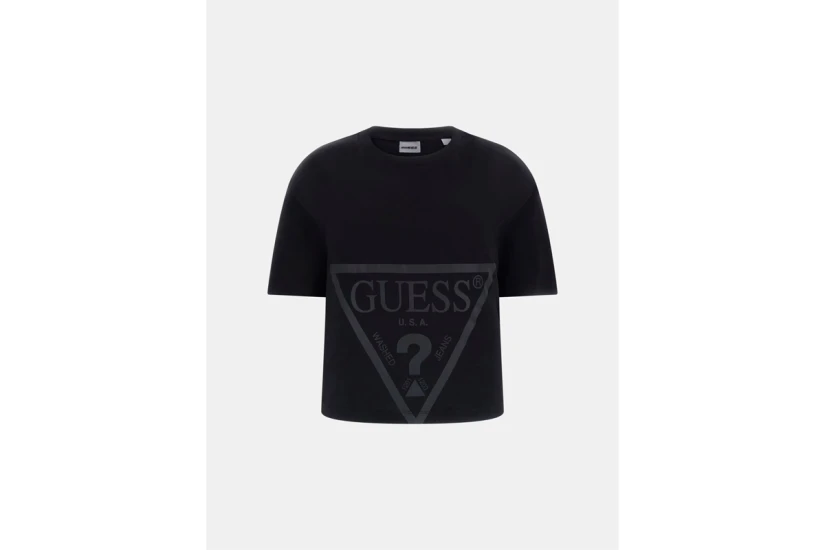 Guess Adele Γυναικείο Κοντομάνικο Crop Top Μαύρο