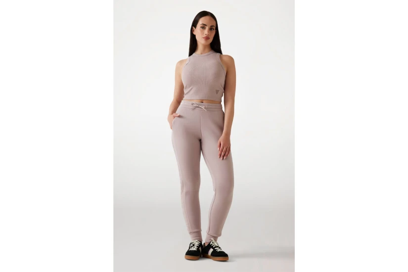 Guess Rib Knit Γυναικείο Αμάνικο Crop Top Σάπιο Μήλο