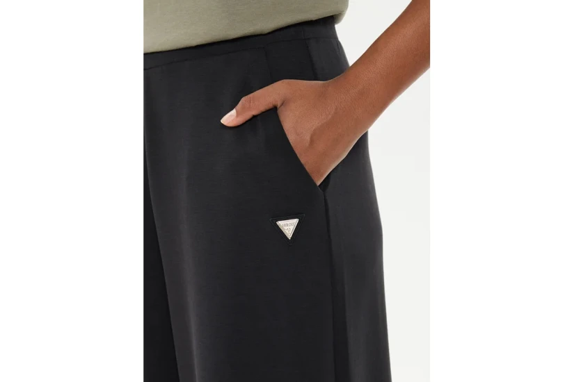 Guess Mid Rise Wide Leg Γυναικείο Παντελόνι Φόρμας Μαύρο