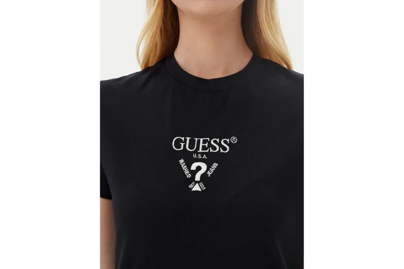 Guess Front Logo Γυναικείο Κοντομάνικο T-Shirt Μαύρο