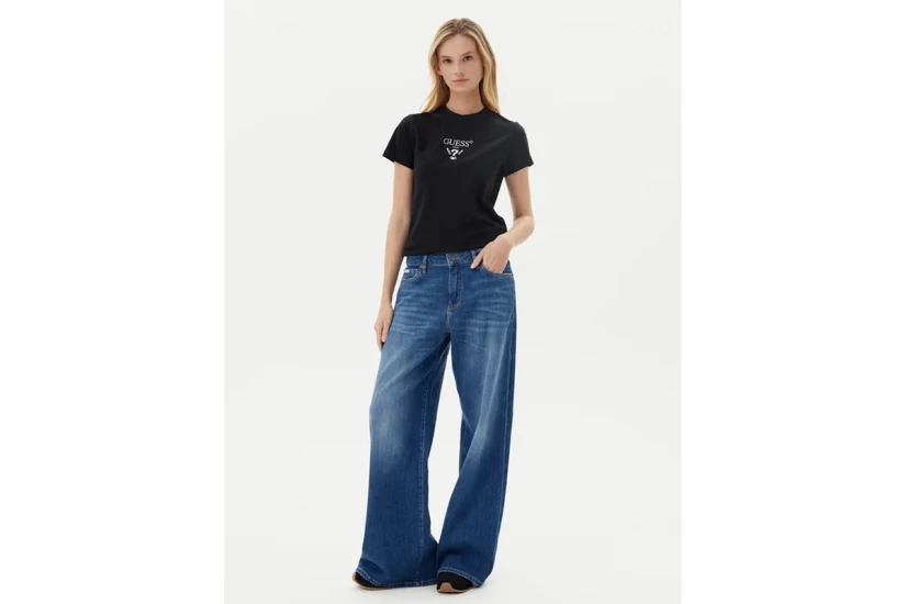 Guess Front Logo Γυναικείο Κοντομάνικο T-Shirt Μαύρο