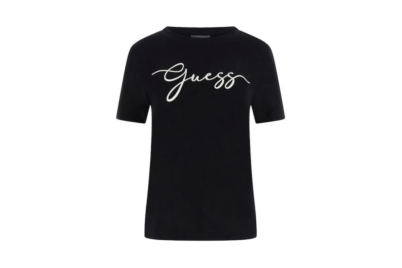Guess Embroidered Logo Γυναικείο Κοντομάνικο T-Shirt Μαύρο