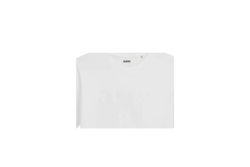 Guess Boxy Logo Γυναικείο Κοντομάνικο Cropped T-Shirt Λευκό