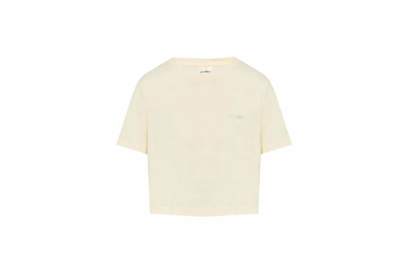 Guess Boxy Γυναικείο Κοντομάνικο Cropped T-Shirt Κίτρινο