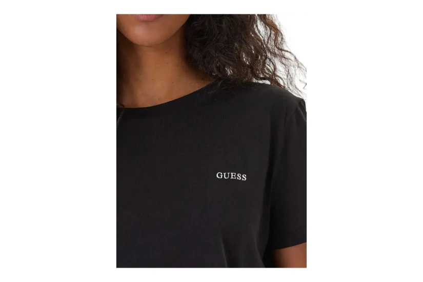 Guess Boxy Γυναικείο Κοντομάνικο Cropped T-Shirt Μαύρο