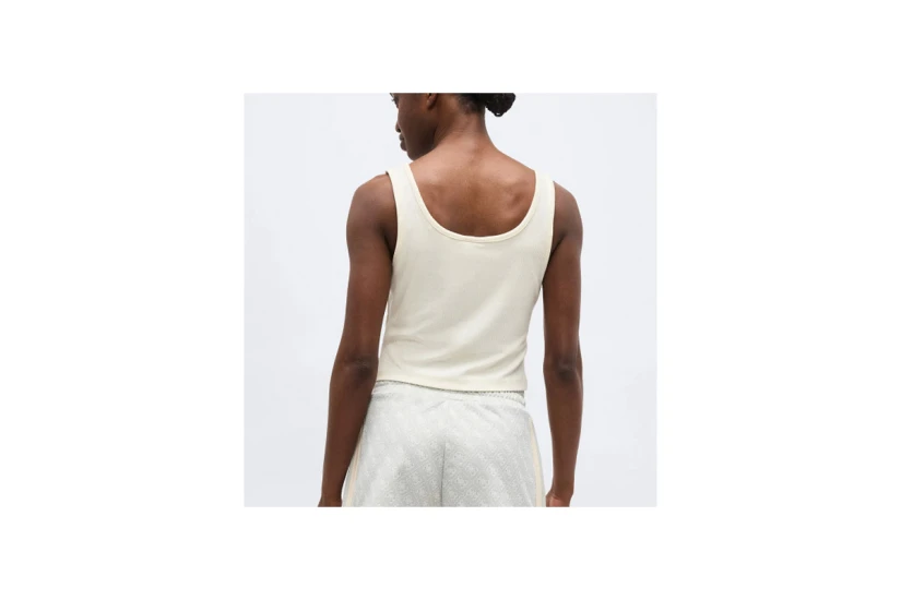 Guess Ribbed Γυναικεία Αμάνικη Μπλούζα Εκρού