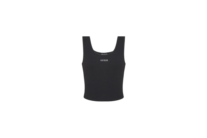 Guess Ribbed Γυναικεία Αμάνικη Μπλούζα Μαύρη