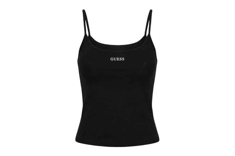 Guess Rib-Knit Γυναικεία Αμάνικη Μπλούζα Μαύρη