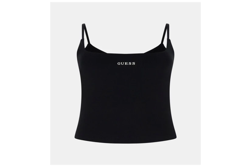 Guess Rib-Knit Γυναικεία Αμάνικη Μπλούζα Μαύρη
