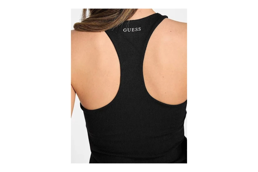 Guess Nat Rib Bra Γυναικείο Αμάνικο Top Μαύρο
