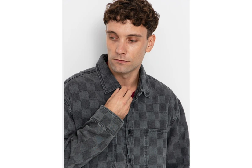 Vans Hastings Checkerboard Ανδρικό Μακρυμάνικο Πουκάμισο Γκρι Σκούρο