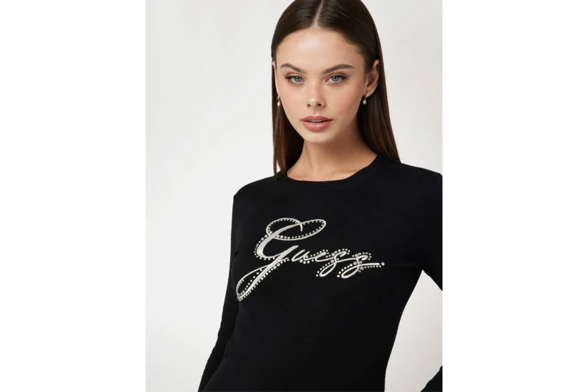 Guess Γυναικεία Μακρυμάνικη Μπλούζα Μαύρη
