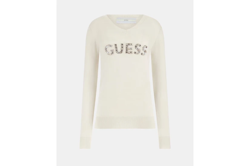 Guess Γυναικεία Μακρυμάνικη Πλεκτή Μπλούζα Λευκή