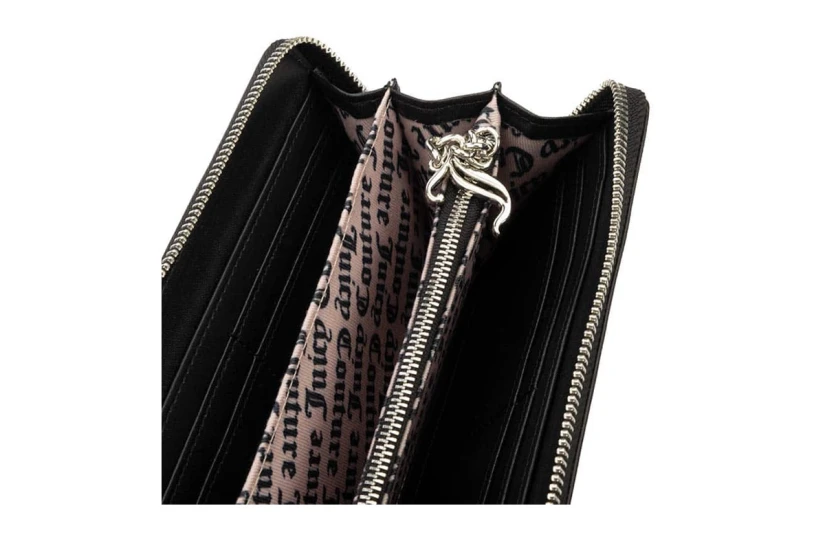Juicy Couture Jasmine Μεγάλο Γυναικείο Πορτοφόλι Μαύρο, Ασημί