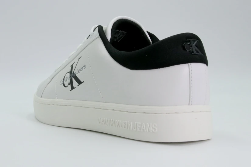 Calvin Klein Ανδρικά Δερμάτινα Sneakers Λευκά, Μαύρα