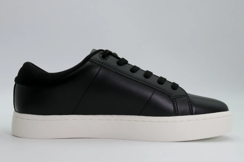 Calvin Klein Ανδρικά Δερμάτινα Sneakers Μαύρα, Λευκά
