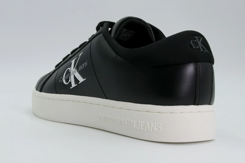 Calvin Klein Ανδρικά Δερμάτινα Sneakers Μαύρα, Λευκά