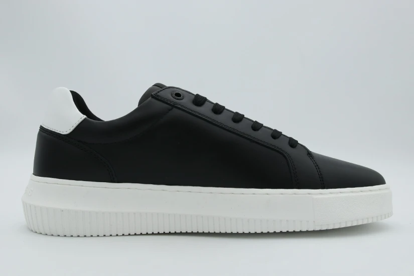 Calvin Klein Leather Ανδρικά Sneakers Μαύρα, Λευκά